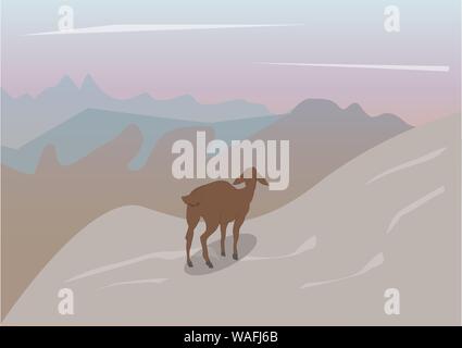 Vector Illustration einer Ziege, die in der Natur steht, Vektor Stock Vektor