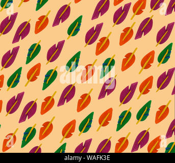 Herbstblätter Hintergrund Waldmuster mit Eicheln und Herbstblätter. Handgefertigte Illustration Stockfoto