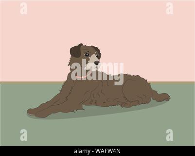 Vector Abbildung: Ein Hund, der im Zimmer liegt, Vektor Stock Vektor