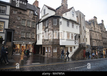 John Knox Haus im Scottish Storytelling Centre und Moubray House High Street auf der Royal Mile in Edinburgh, Schottland Großbritannien Stockfoto