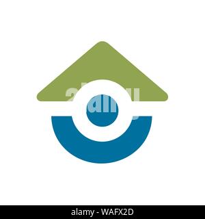 Home Vektor Logo Design, Grün und Blau Farbe Symbol Stock Vektor