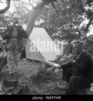Camping in der Nähe der Stadt Punta Arenas, im Süden von Chile, 1957. Camping in der Nähe der Stadt Punta Arenas, im Süden Chiles, 1957. Stockfoto