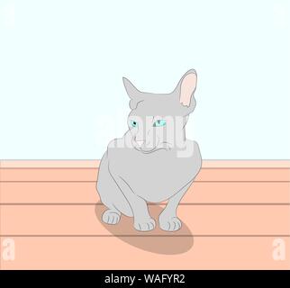 Vector Illustration einer Katze, die im Zimmer sitzt, Vektor Stock Vektor