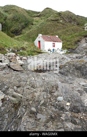 Fisherman's Cottage in Niarbyl, von der Insel Man Stockfoto