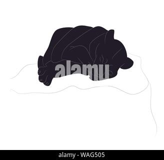 Vector Illustration einer Löwin schlafen, Zeichnung Silhouette, Vector, weißer Hintergrund Stock Vektor