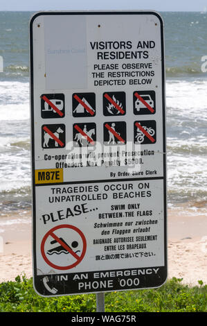 Ein australischer Strand in Mooloolaba Beach an der Sunshine Coast in Queensland, Australien Stockfoto