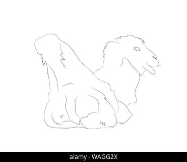 Vector Illustration eines Kamels, liegt, Zeichnen von Linien, Vector, weißer Hintergrund Stock Vektor