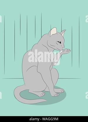 Vector Illustration einer Katze, die im Zimmer sitzt, Vektor Stock Vektor