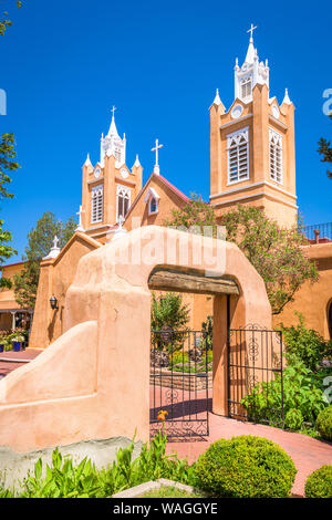 Albuquerque, New Mexico, USA am historischen San Felipe de Neri Kirche. Stockfoto