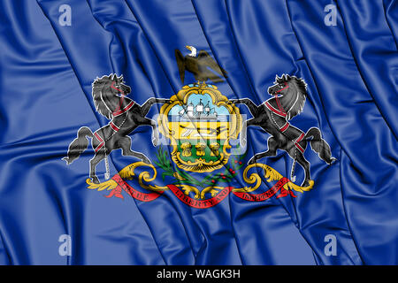 3D-Flagge Pennsylvania State, USA. 3D-Darstellung. Stockfoto