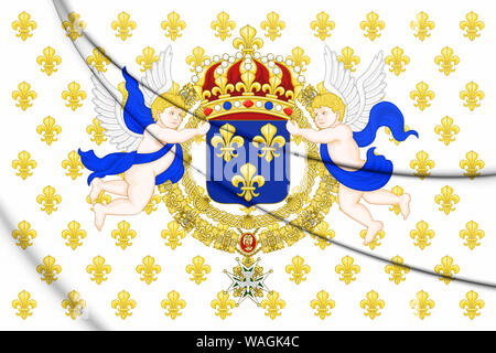 3D-Royal Standard des Königs von Frankreich. 3D-Darstellung. Stockfoto