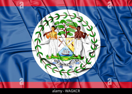 3D-Flagge von Belize. 3D-Darstellung. Stockfoto