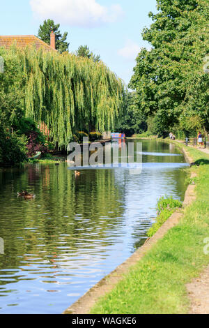 Leinpfad entlang des Grand Union Canal (Leicester Abschnitt - Loughborough Zweig) durch Loughborough, Leicestershire, England, Großbritannien Stockfoto