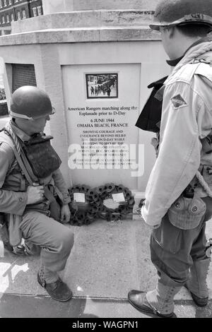 US Ranger Re-enactors von uns Denkmal für D-Day. Stockfoto