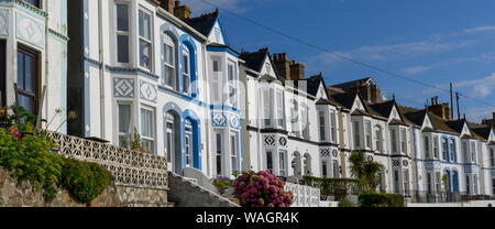 Viktorianische terrasse Wohnraum mit Blick auf den Hafen, camborne Camborne, Cornwall, Cornwall, England, Großbritannien Stockfoto