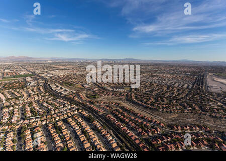 Luftaufnahme der Vorort Summerlin Dächer in Las Vegas, Nevada. Stockfoto