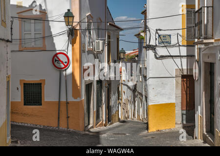 Rua dos Acougues, mittelalterliche alleway in Elvas, Alto Alentejo, Portugal Stockfoto