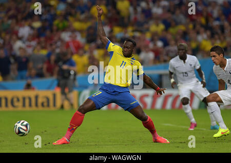 Rio de Janeiro, 25. Juni 2014. Fußballspieler Fielce Caicedo während des Fußballspiels Ecuador-Frankreich für die Weltmeisterschaft 2014 im Maracanã-Stadion Stockfoto