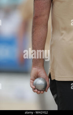 Im Laufe des Monats Juli sind größte Turnier der Welt von Boule Spiel der Provence Marseille Frankreich durchgeführt. Mehr als 12.000 Spieler in Stockfoto