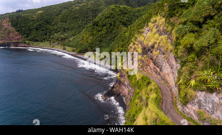 Luftaufnahme der Maui Küste auf dem Weg nach Hana Hawaii Stockfoto