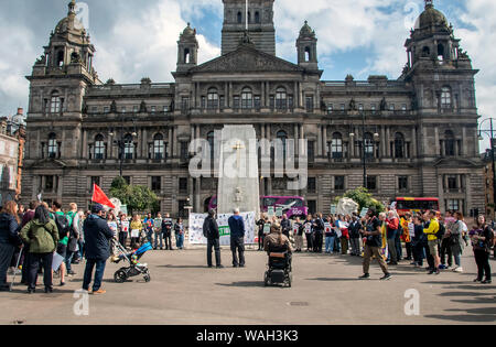 Glasgow, Schottland, Großbritannien. 20. August 2019: Protest gegen Serco die Räumungen, um Glasgow geschehen. Stockfoto