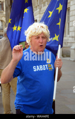 London, UK, 20. August 2019 SODEM Demonstranten protestierten Großbritannien aus der EU in Brexit außerhalb des Cabinet Office in Whitehall. Credit: JOHNNY ARMSTEAD/Alamy leben Nachrichten Stockfoto