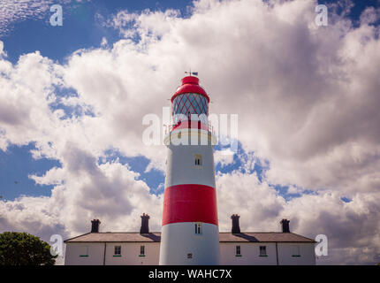 Souter Leuchtturm im Dorf Marsden, South Shields, Tyne & Wear, Großbritannien. Stockfoto