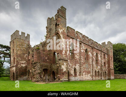 Acton Burnell Schloss, ein aus dem 13. Jahrhundert befestigtes Herrenhaus in der Nähe von Acton Burnell, Shropshire, England, Großbritannien Stockfoto