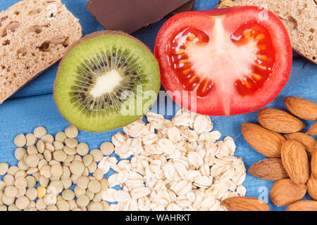 Beste nahrhafte natürliche Lebensmittel, Melatonin und Tryptophan. Gesunder Schlaf Stockfoto