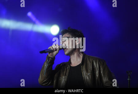 Rio de Janeiro, 27. September 2015. Sänger Morten Harket der Band a-ha, während der Show bei Rock in Rio 2015 in Rio de Janeiro, Brasilien Stockfoto