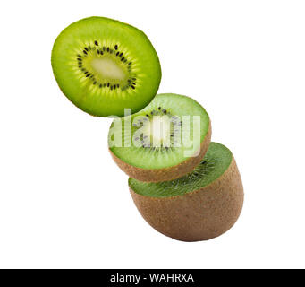 Kiwi Frucht auf Weiß mit Freistellungspfad isoliert Stockfoto