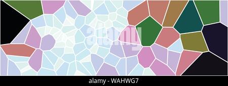 Glasmalerei bunte Voronoi polygonalen Algorithmus Hintergrund, Vektor abstrakt. Unregelmäßige Zellen Muster. 2D geometrische Formen Textur. Aspekt Rati Stock Vektor