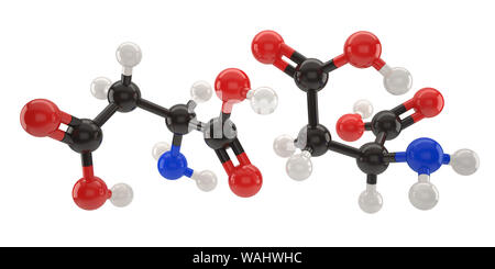 Asparaginsäure Molekül Struktur 3d Illustration mit Freistellungspfad Stockfoto