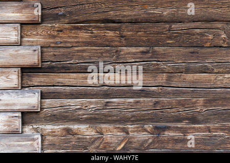 Altes, dunkles Holz Textur Hintergrund. Gefärbtes Holz- Oberfläche mit natürlichen Muster mit Vignette Stockfoto
