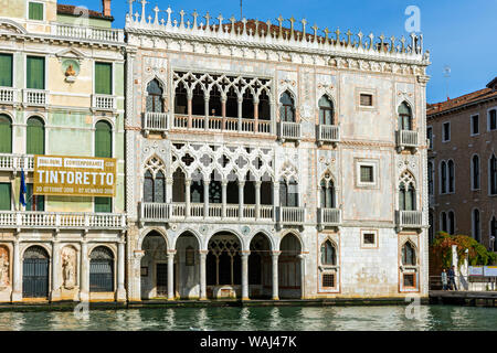 Die Galleria Giorgio Franchetti alla Ca' d'Oro Gebäude über den Canal Grande, Venedig, Italien Stockfoto