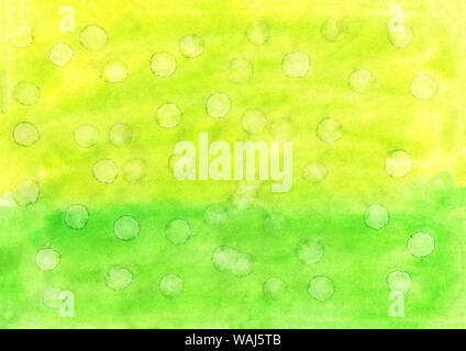 Textur Hintergrund mischen Neon Farben Gelb und Grün mit Wasserfarben Tropfen Stockfoto