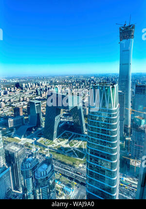 China World Trade Center, Z15 Tower. CCTV-Hosen Gebäude, Guamao Central Business District, Peking, China Stockfoto