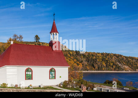 Kanada, Quebec, Tadoussac. Chappelle de Tadoussac, indische Kapelle, erbaut 1747 Stockfoto