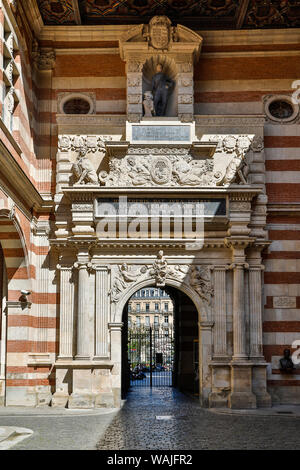 Frankreich, Toulouse. Capitole de Toulouse (Rathaus und Verwaltung) Eingangstor. Stockfoto