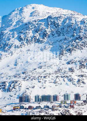 Modernes Apartment Blocks im Quartal Qinngorput. Nuuk, die Hauptstadt von Grönland. Stockfoto