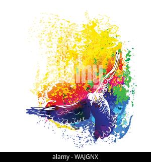 Vögel fliegen. Abbildung gezeichnet Stock Vektor