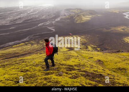 Moss Vulkan Maelifell in Island Hochland Stockfoto