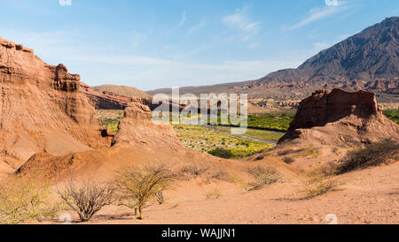 Die Quebrada de las Conchas forderte auch die Quebrada de Cafayate. Canyon mit bunten Felsformationen erstellt von Rio de las Conchas, Argentinien. Stockfoto