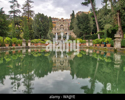 Italien, Latium, Tivoli, Villa d'Este. Der Neptunbrunnen in der Fischteiche. Stockfoto