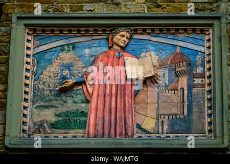 Societa Dante Alighieri Gesellschaft unterzeichnen. Domenico di Michelino Dante Göttliche Komödie Malerei, Florenz, Italien. Malerei erstellt 1465 Stockfoto