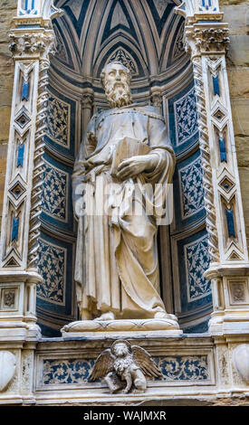 Saint Mark Statue, die Orsanmichele Kirche, Florenz, Italien. Statue von Donatello 1411 Stockfoto