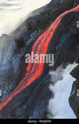 Kilauea Lavastrom in der Nähe der ehemaligen Stadt Kalapana, Big Island, Hawaii, USA Stockfoto