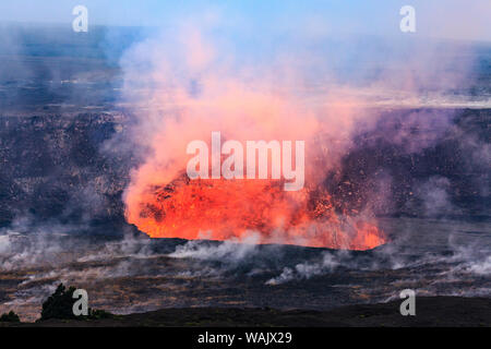 Kilauea übersehen in der Nähe von Jagger Museum, Anzeigen einer der aktivsten Vulkane der Welt, Hawaii Volcanoes National Park, Big Island, Hawaii, USA Stockfoto