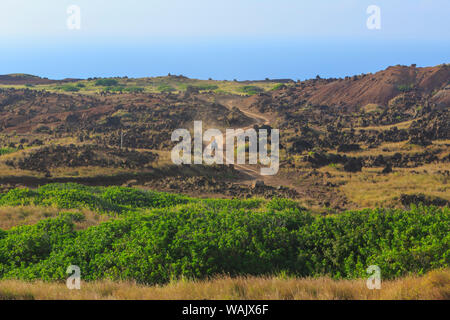 Kaehiakawaelo (Garten der Götter), eine Marslandschaft von Red Schmutz, lila Lava, und Felsformationen, die durch Abnutzung, Lanai Insel, Hawaii, USA Stockfoto