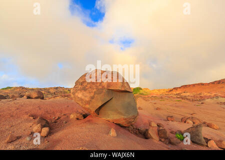 Kaehiakawaelo (Garten der Götter), eine Marslandschaft von Red Schmutz, lila Lava, und Felsformationen, die durch Abnutzung, Lanai Insel, Hawaii, USA Stockfoto